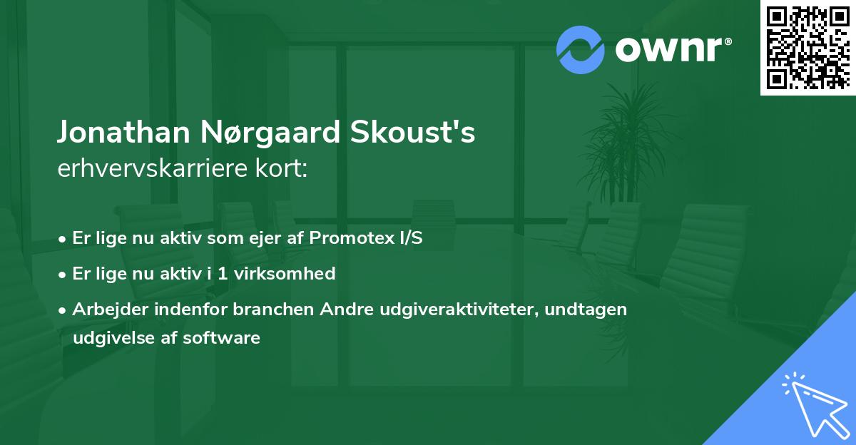 Jonathan Nørgaard Skoust's erhvervskarriere kort
