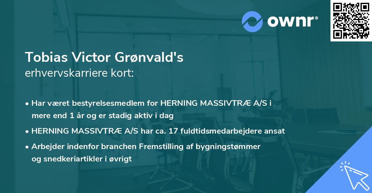 Tobias Victor Grønvald's erhvervskarriere kort
