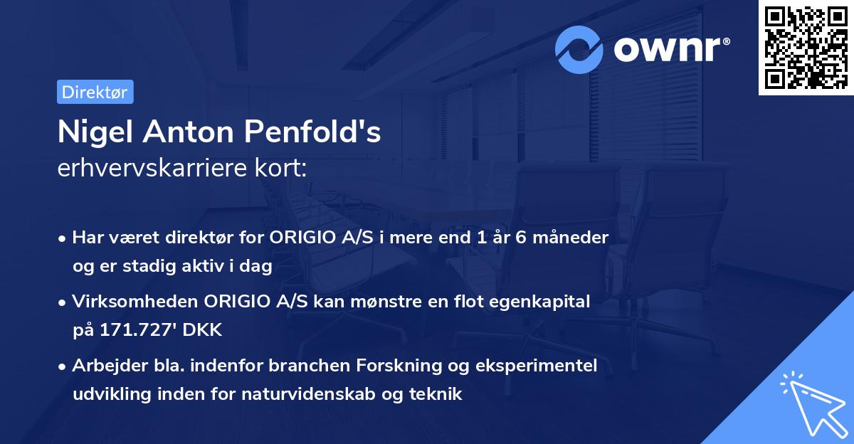 Nigel Anton Penfold's erhvervskarriere kort