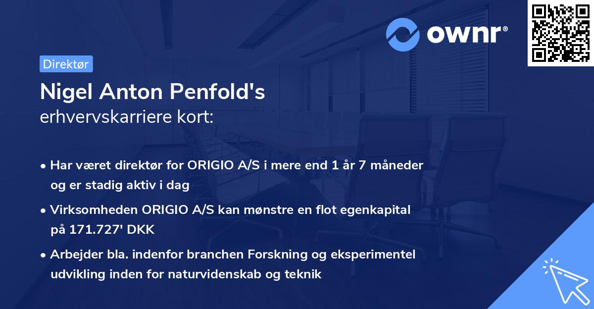 Nigel Anton Penfold's erhvervskarriere kort