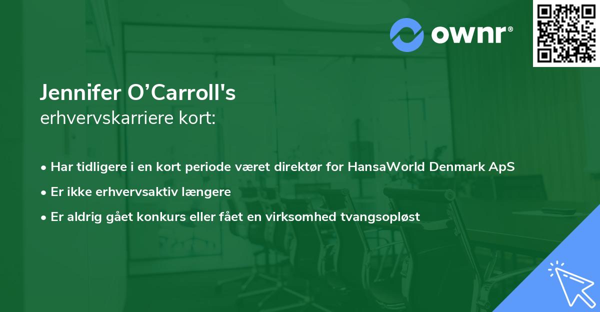 Jennifer O’Carroll's erhvervskarriere kort