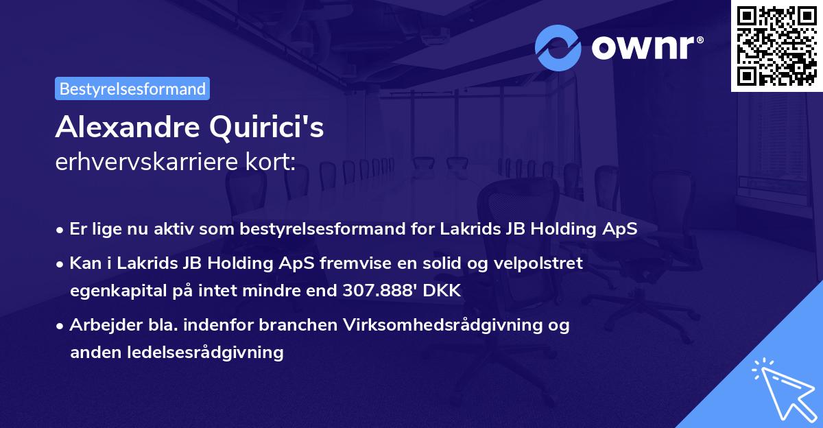 Alexandre Quirici's erhvervskarriere kort