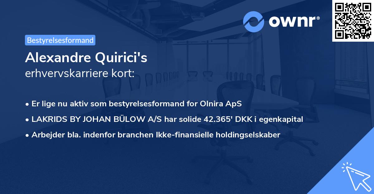 Alexandre Quirici's erhvervskarriere kort