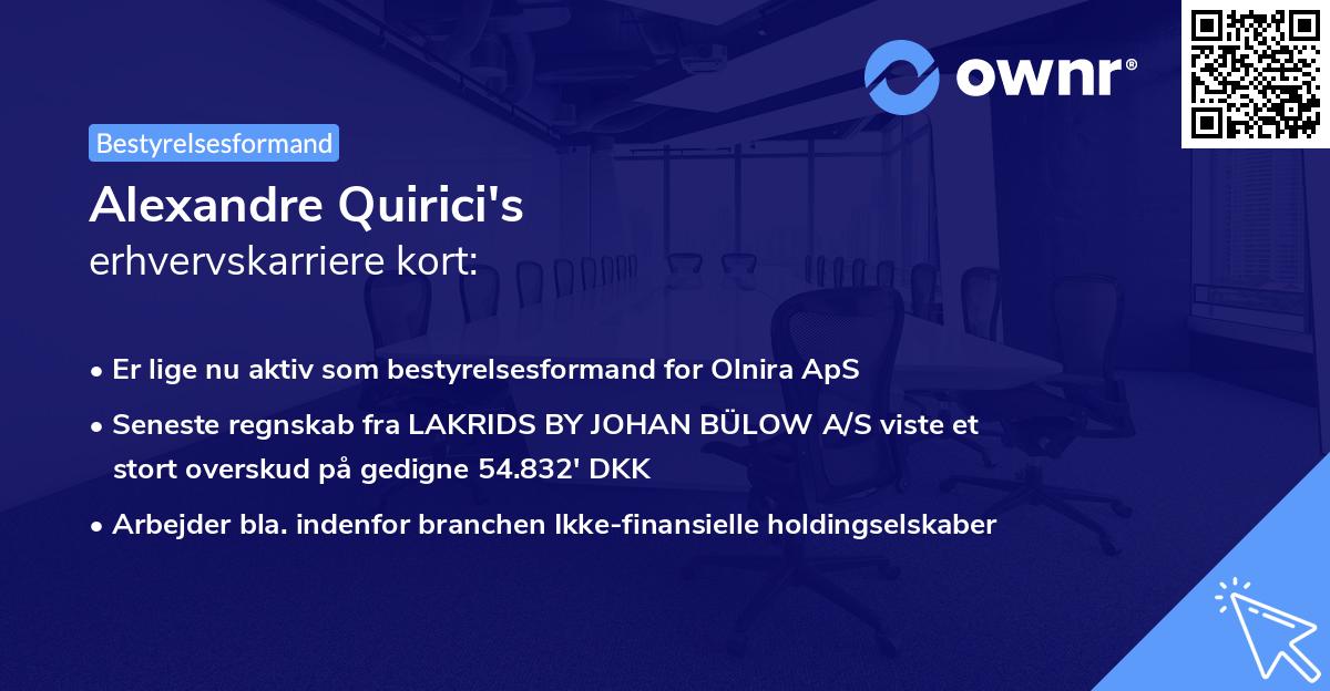Alexandre Quirici's erhvervskarriere kort