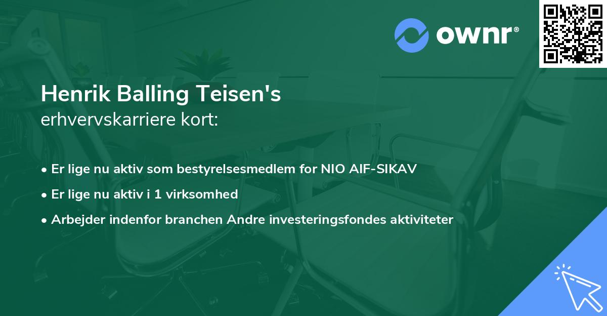 Henrik Balling Teisen's erhvervskarriere kort