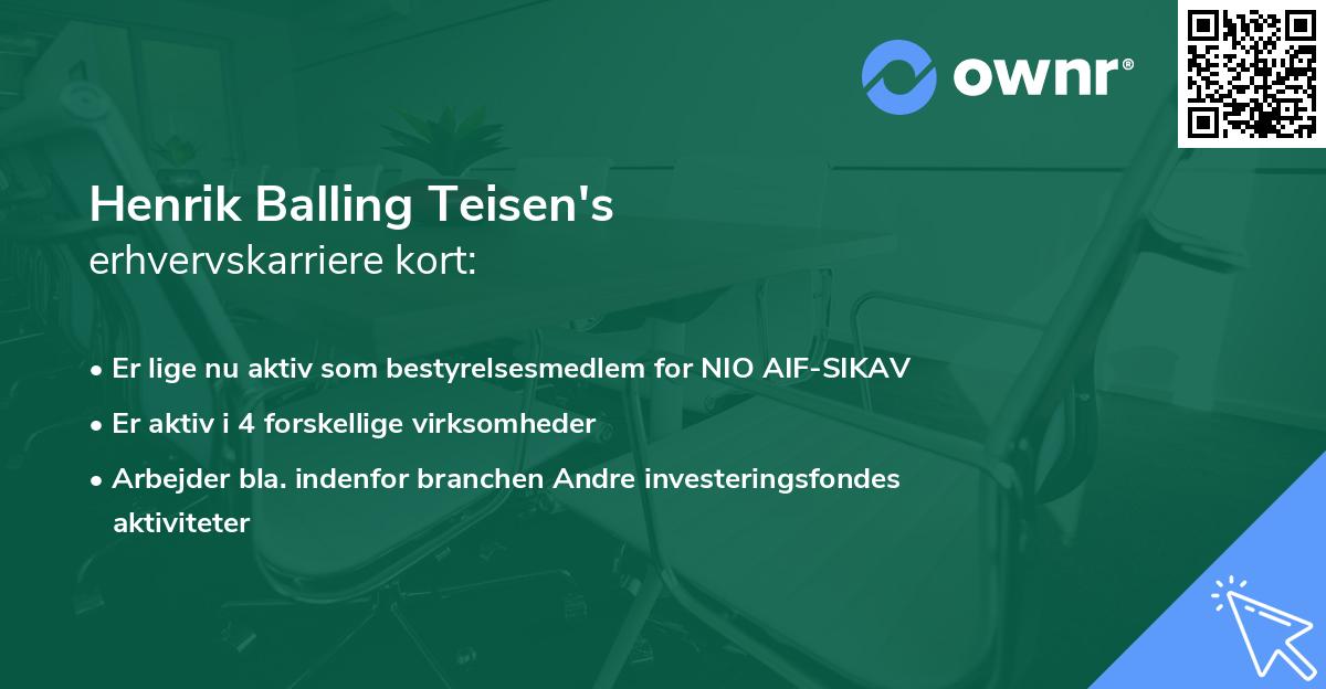 Henrik Balling Teisen's erhvervskarriere kort