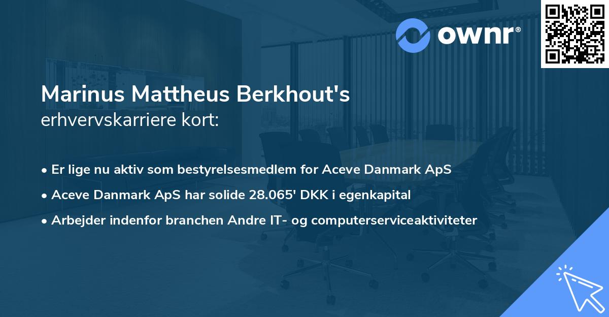 Marinus Mattheus Berkhout's erhvervskarriere kort