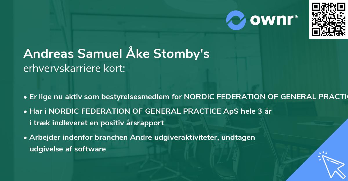 Andreas Samuel Åke Stomby's erhvervskarriere kort