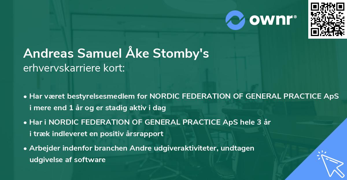 Andreas Samuel Åke Stomby's erhvervskarriere kort