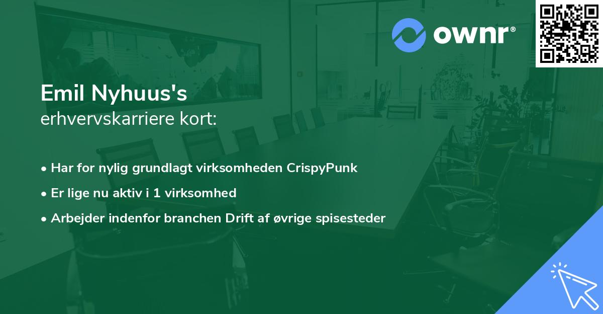 Emil Nyhuus's erhvervskarriere kort