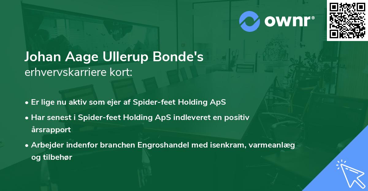 Johan Aage Ullerup Bonde's erhvervskarriere kort