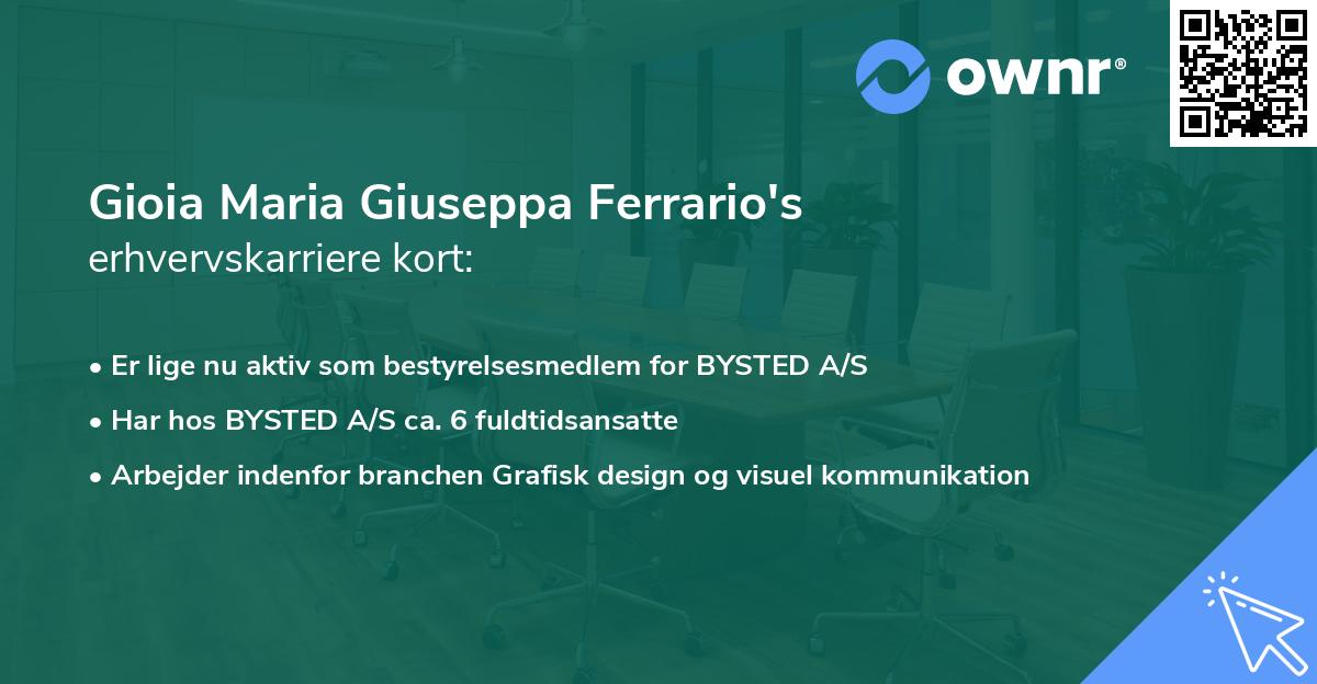 Gioia Maria Giuseppa Ferrario's erhvervskarriere kort