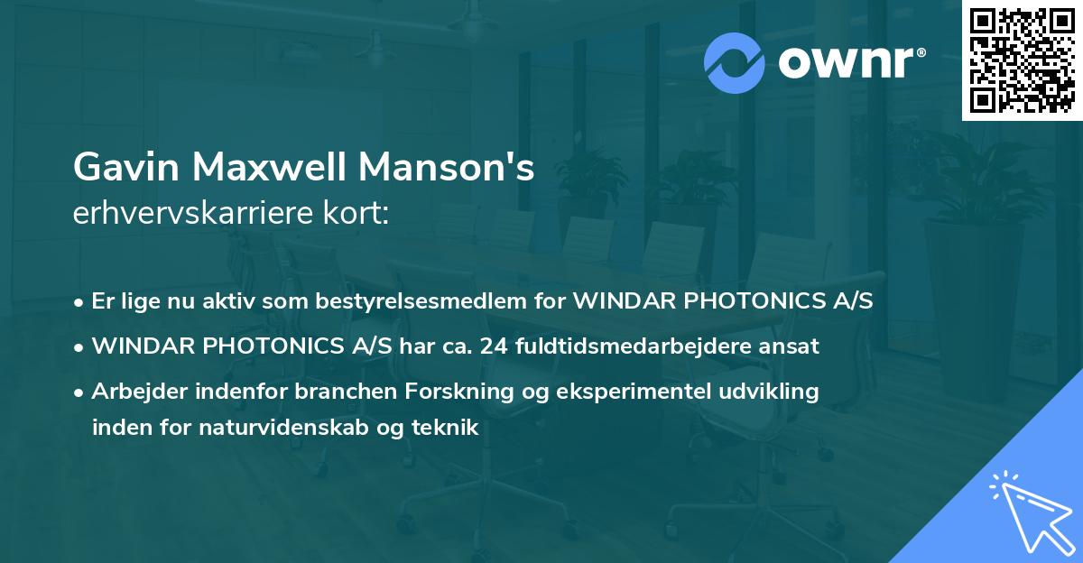 Gavin Maxwell Manson's erhvervskarriere kort