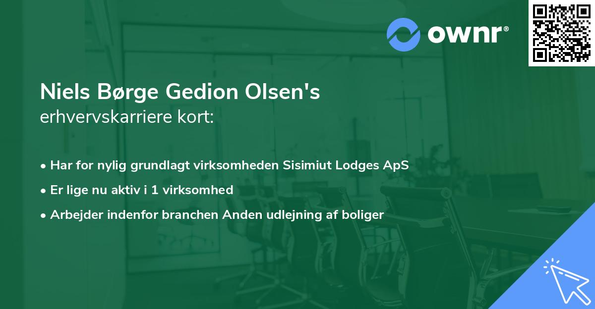Niels Børge Gedion Olsen's erhvervskarriere kort