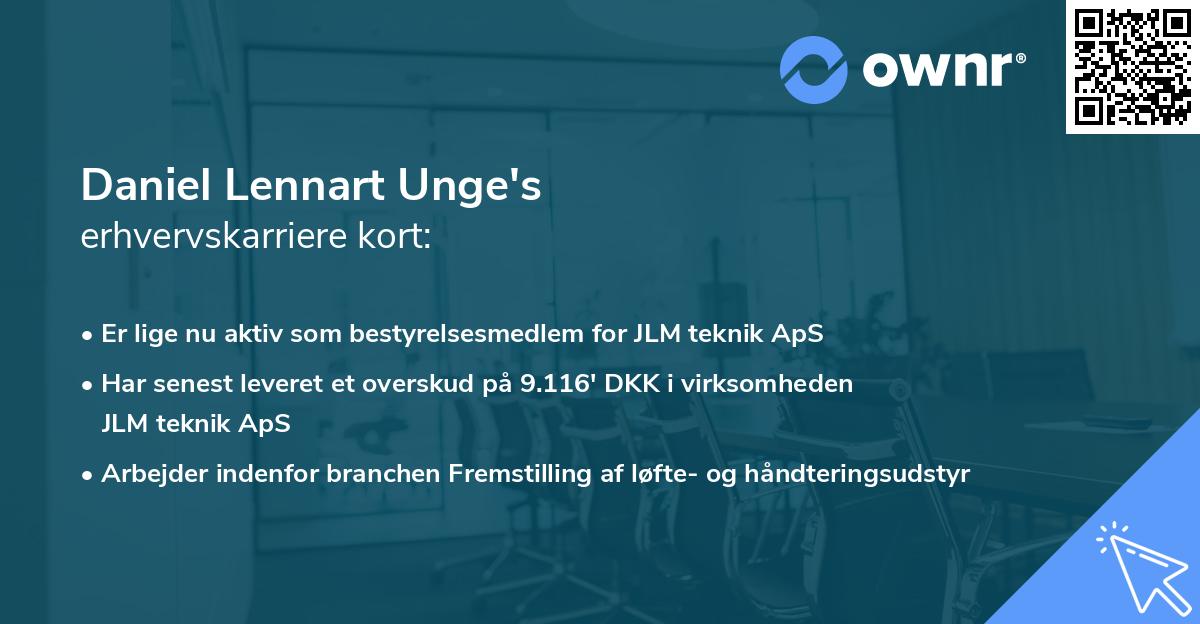Daniel Lennart Unge's erhvervskarriere kort