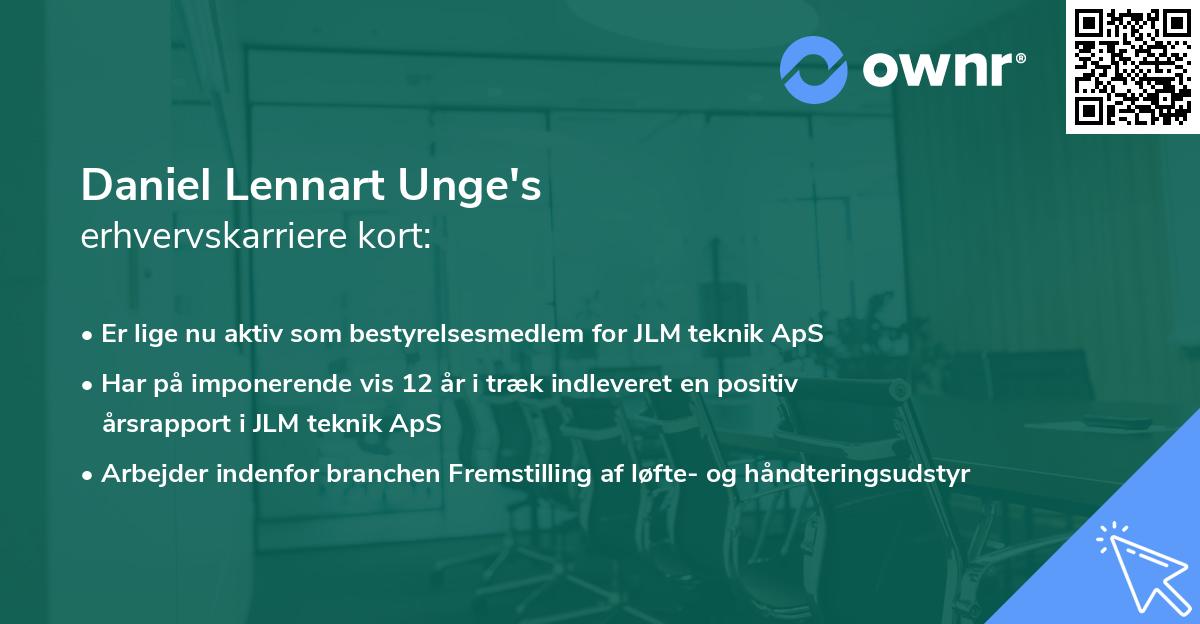 Daniel Lennart Unge's erhvervskarriere kort