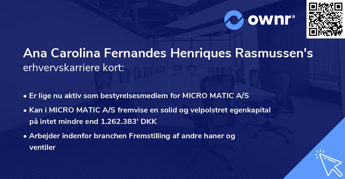 Ana Carolina Fernandes Henriques Rasmussen's erhvervskarriere kort