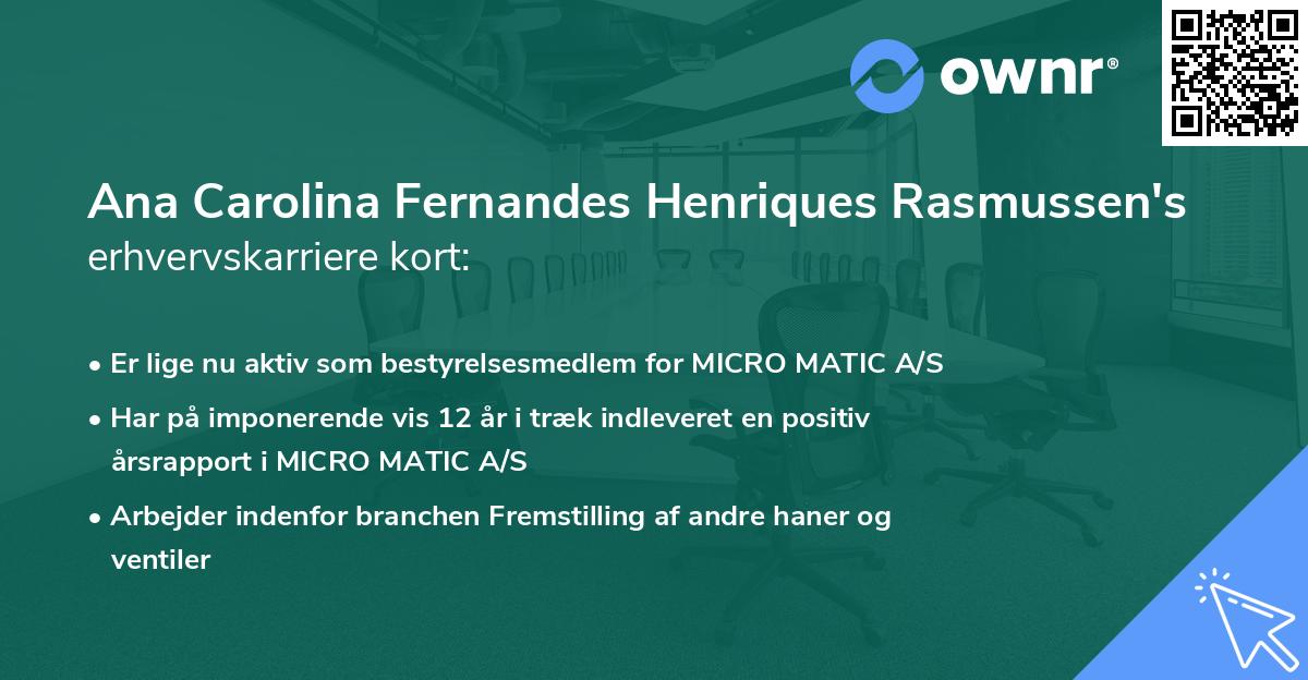 Ana Carolina Fernandes Henriques Rasmussen's erhvervskarriere kort
