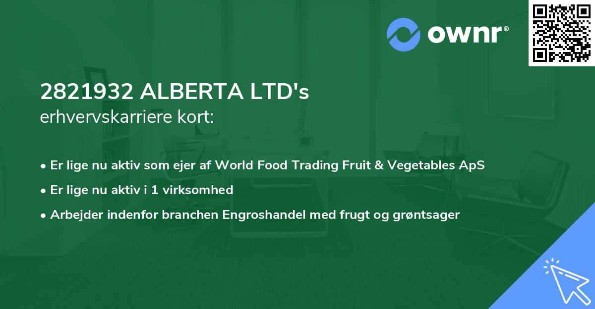 2821932 ALBERTA LTD's erhvervskarriere kort