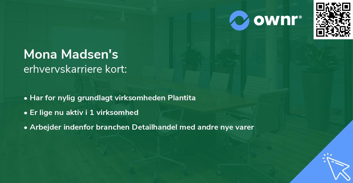 Mona Madsen's erhvervskarriere kort