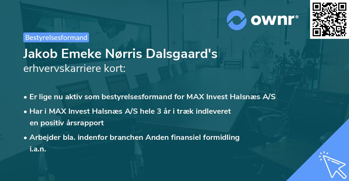 Jakob Emeke Nørris Dalsgaard's erhvervskarriere kort
