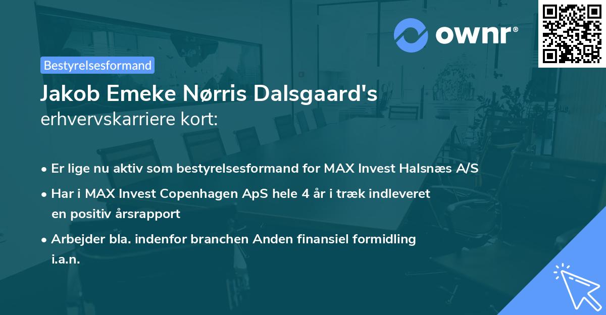 Jakob Emeke Nørris Dalsgaard's erhvervskarriere kort
