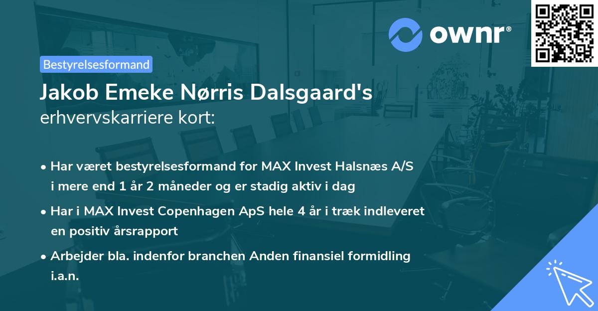 Jakob Emeke Nørris Dalsgaard's erhvervskarriere kort