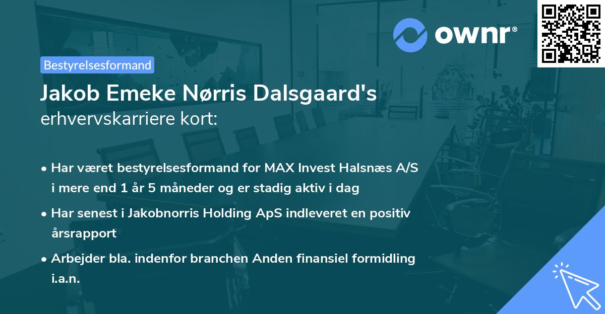 Jakob Emeke Nørris Dalsgaard's erhvervskarriere kort