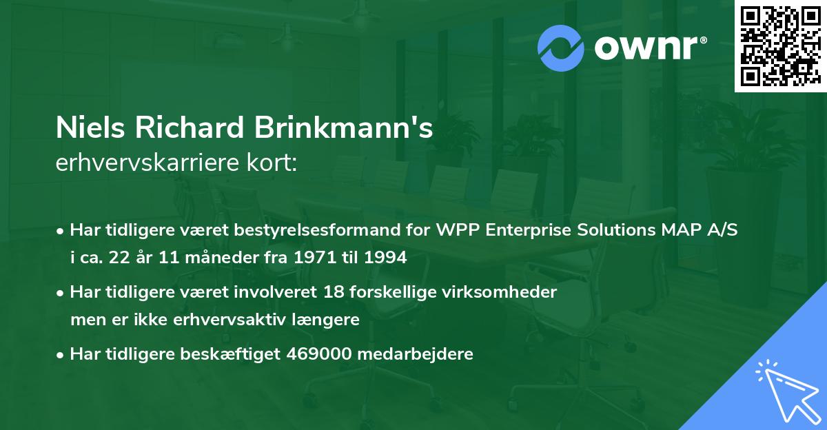 Niels Richard Brinkmann's erhvervskarriere kort