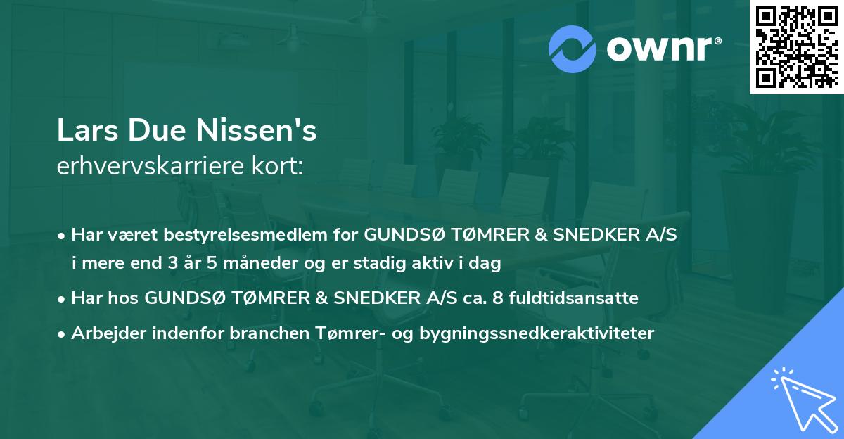 Lars Due Nissen's erhvervskarriere kort
