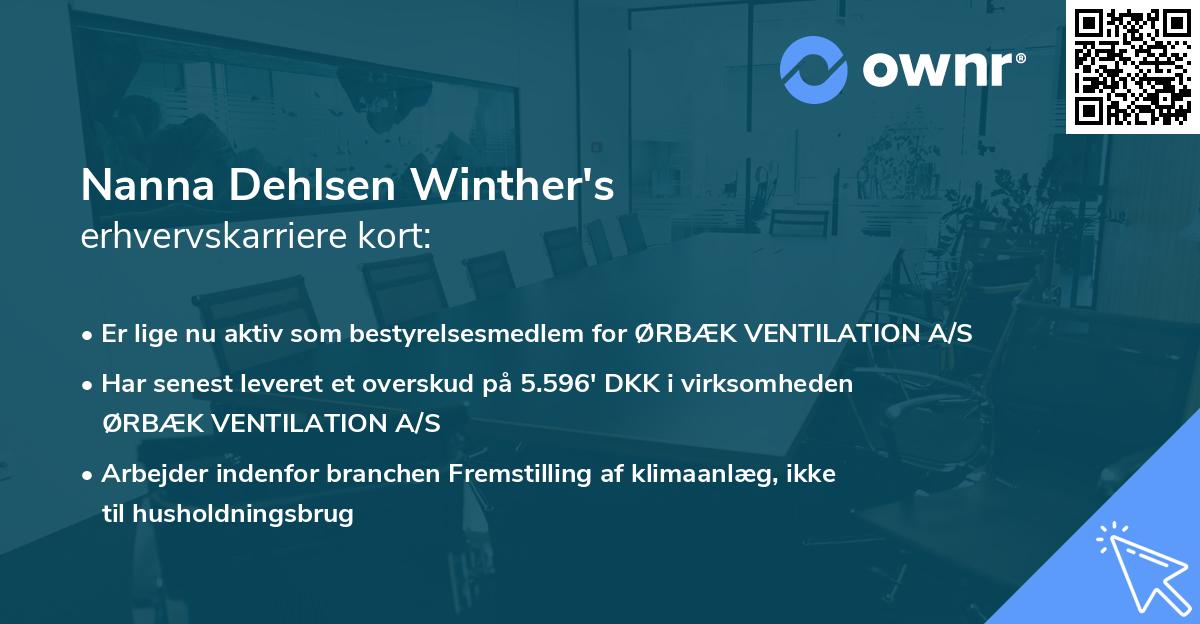 Nanna Dehlsen Winther's erhvervskarriere kort