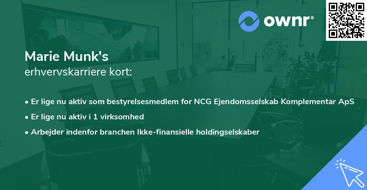 Marie Munk's erhvervskarriere kort