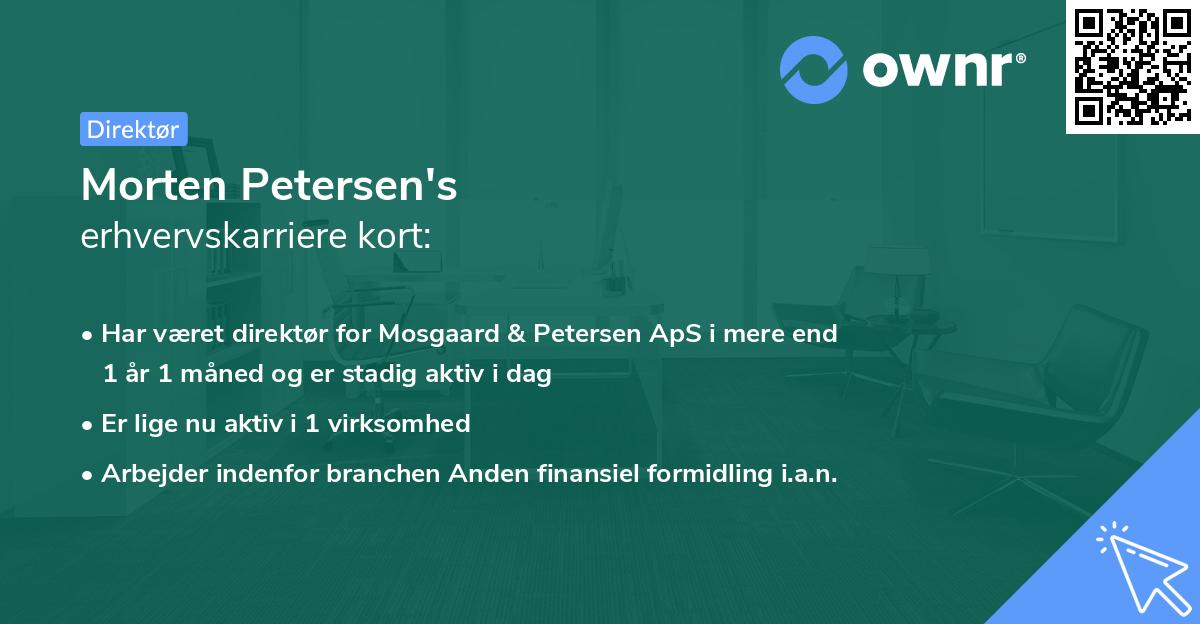 Morten Petersen's erhvervskarriere kort