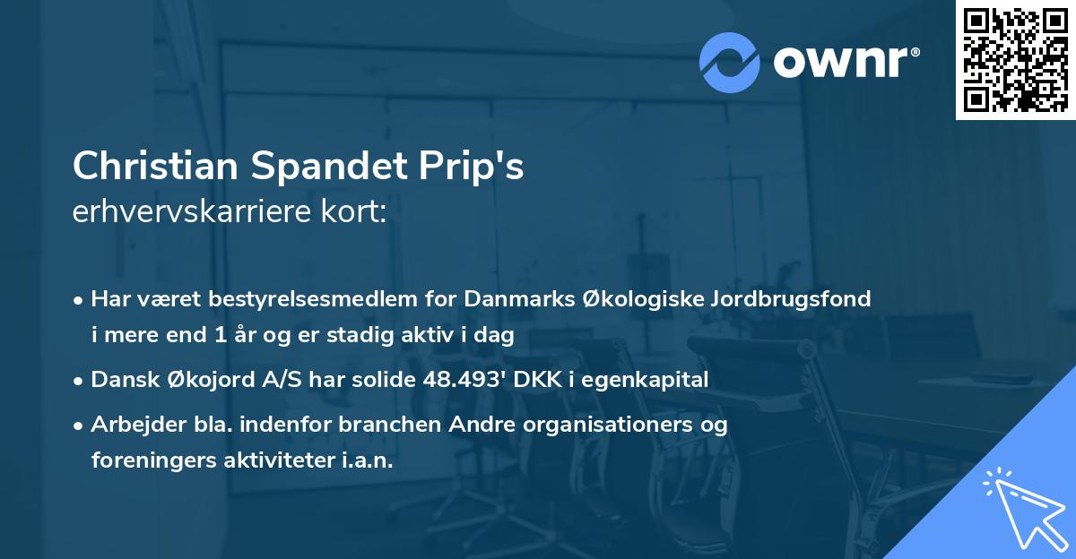 Christian Spandet Prip's erhvervskarriere kort