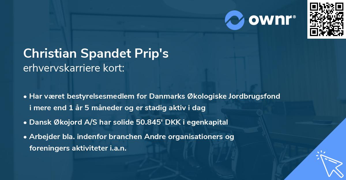 Christian Spandet Prip's erhvervskarriere kort