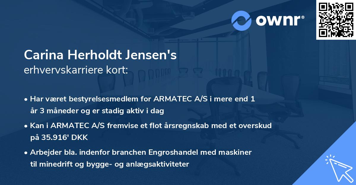 Carina Herholdt Jensen's erhvervskarriere kort