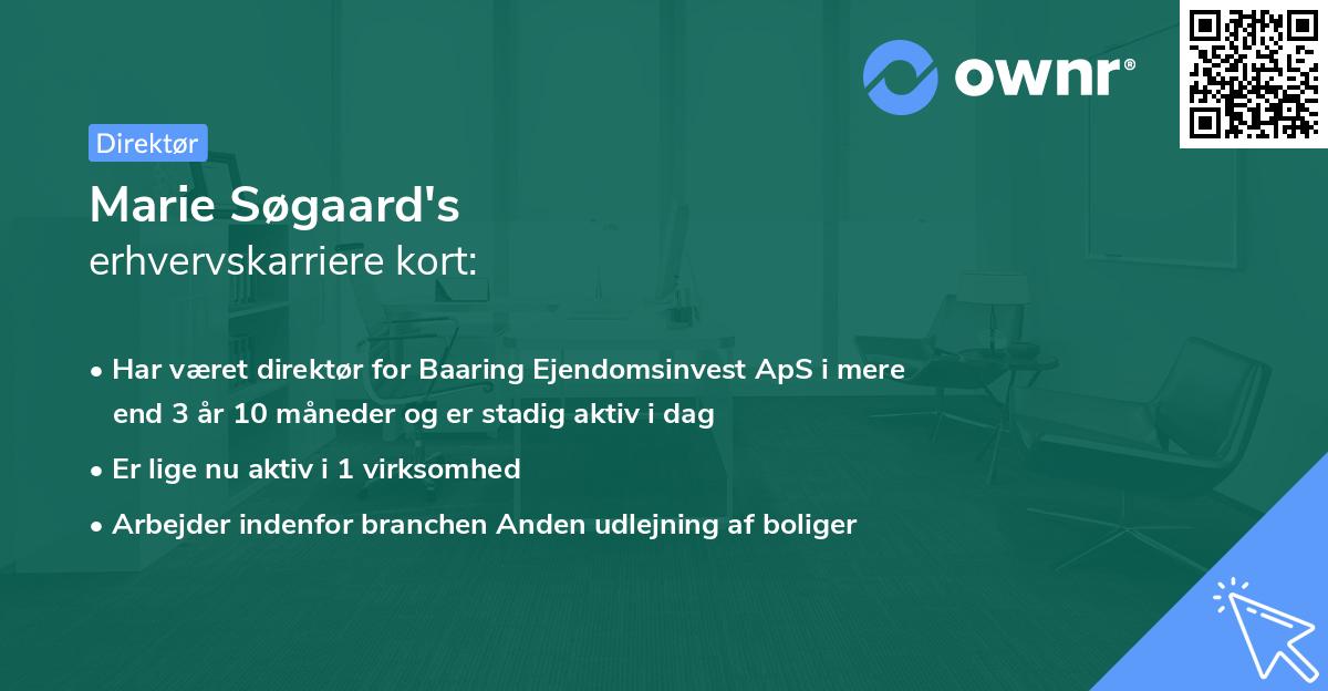Marie Søgaard's erhvervskarriere kort