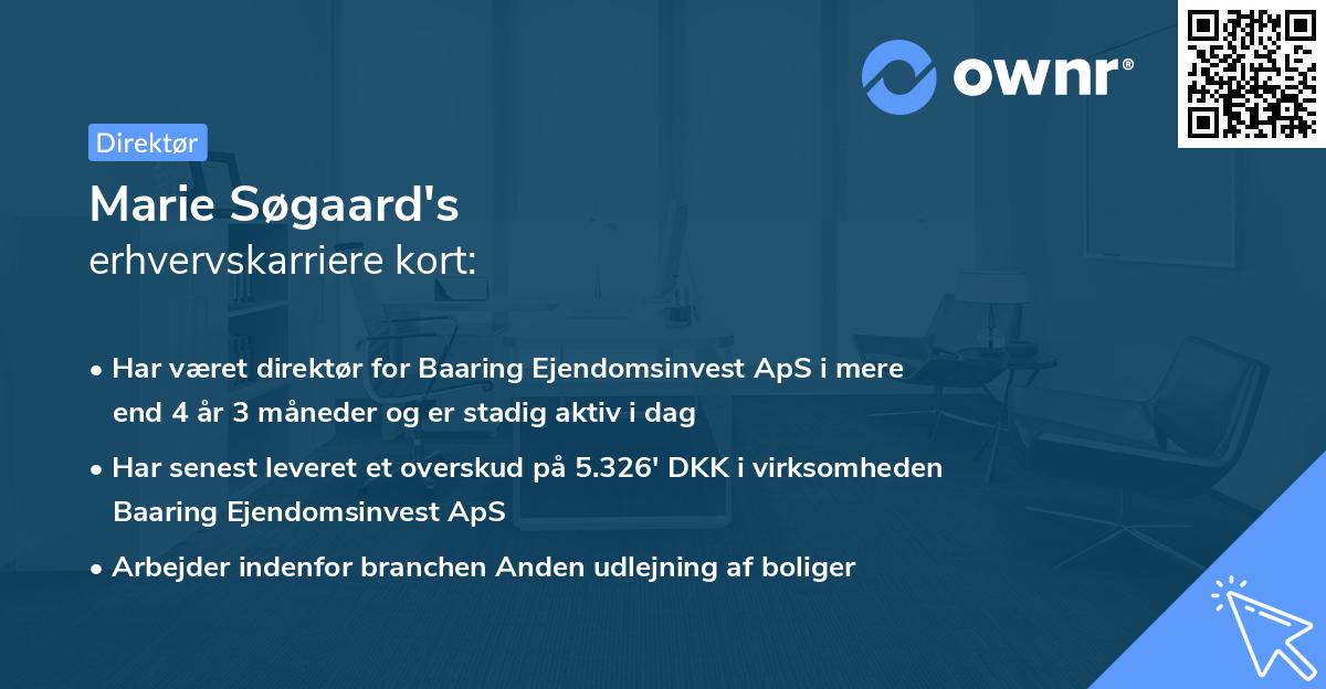 Marie Søgaard's erhvervskarriere kort