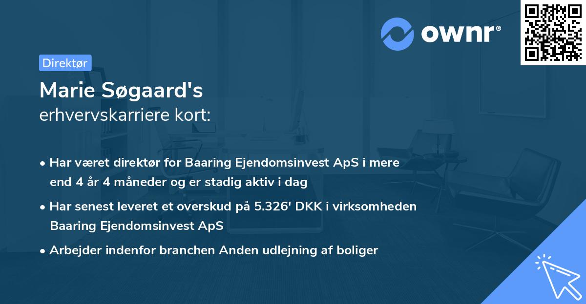 Marie Søgaard's erhvervskarriere kort