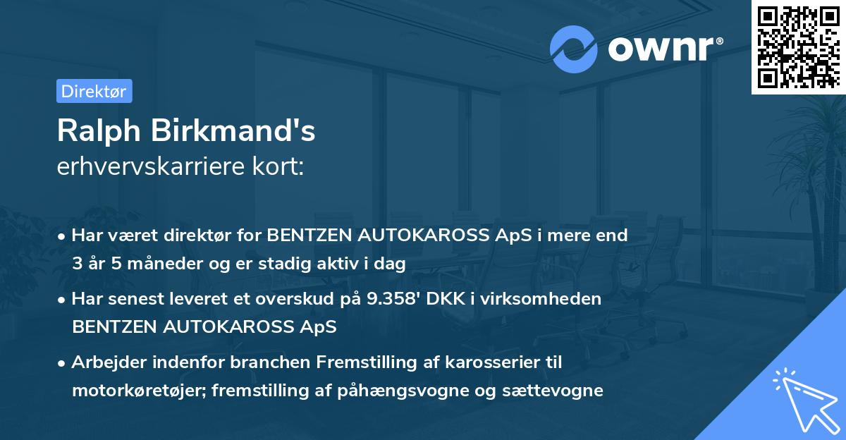 Ralph Birkmand's erhvervskarriere kort