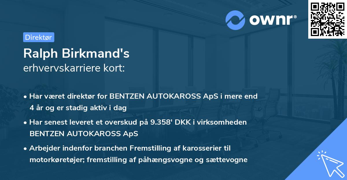 Ralph Birkmand's erhvervskarriere kort