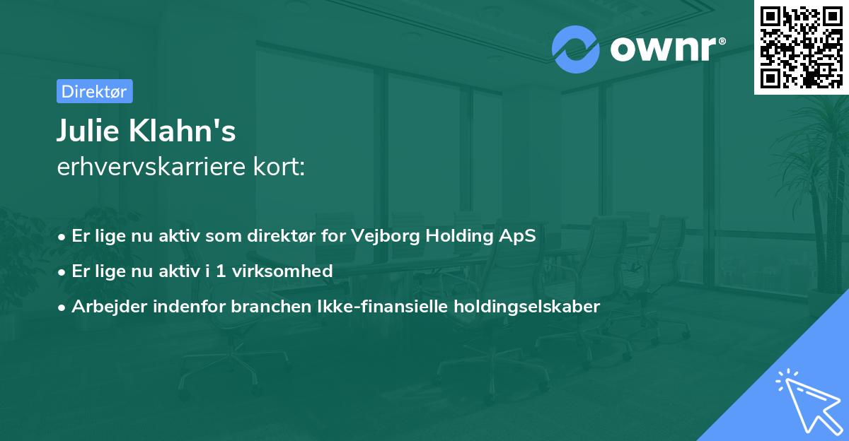 Julie Klahn's erhvervskarriere kort