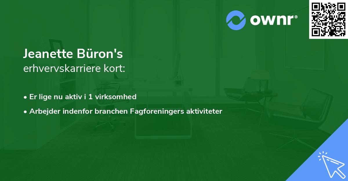 Jeanette Büron's erhvervskarriere kort