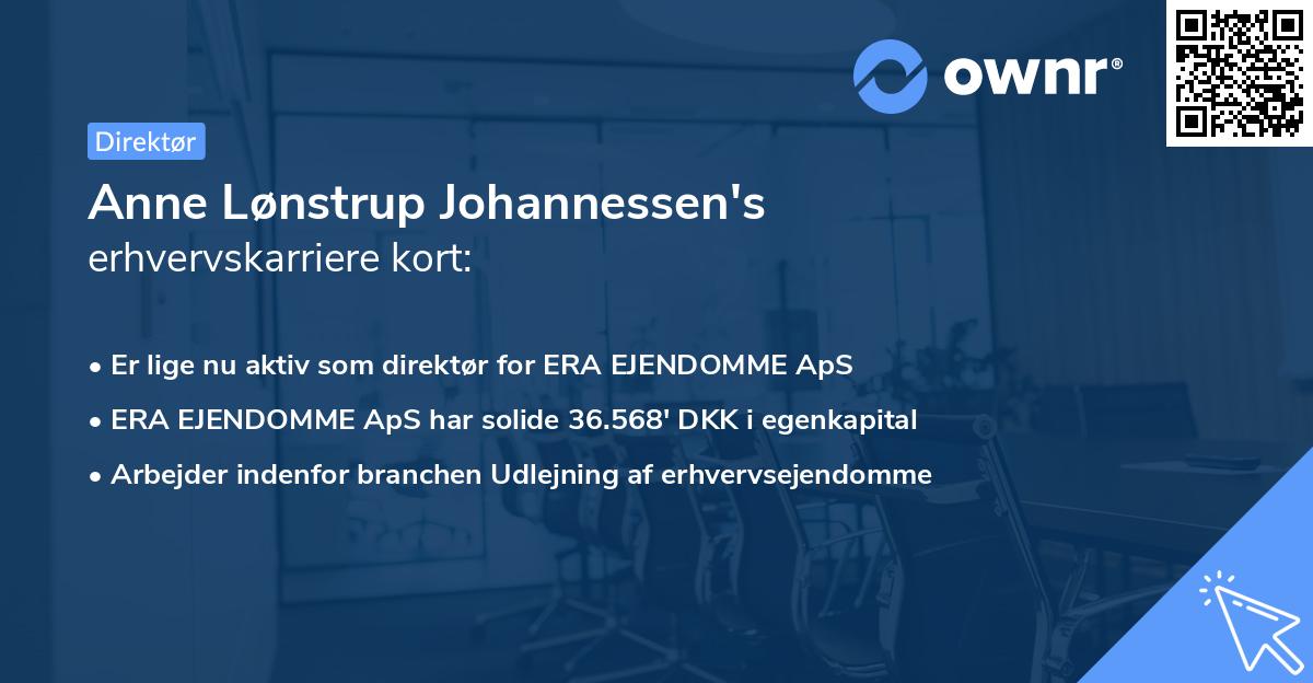 Anne Lønstrup Johannessen's erhvervskarriere kort