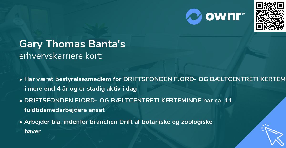 Gary Thomas Banta's erhvervskarriere kort