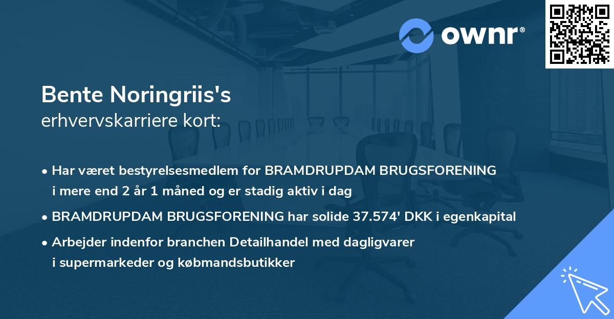 Bente Noringriis's erhvervskarriere kort