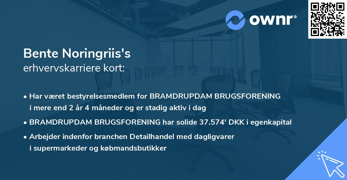 Bente Noringriis's erhvervskarriere kort