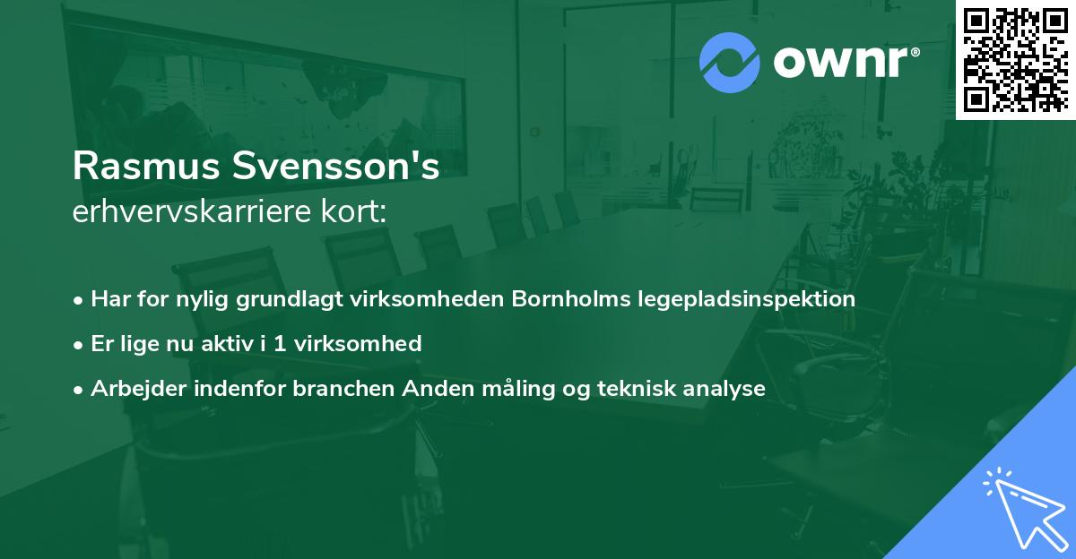 Rasmus Svensson's erhvervskarriere kort