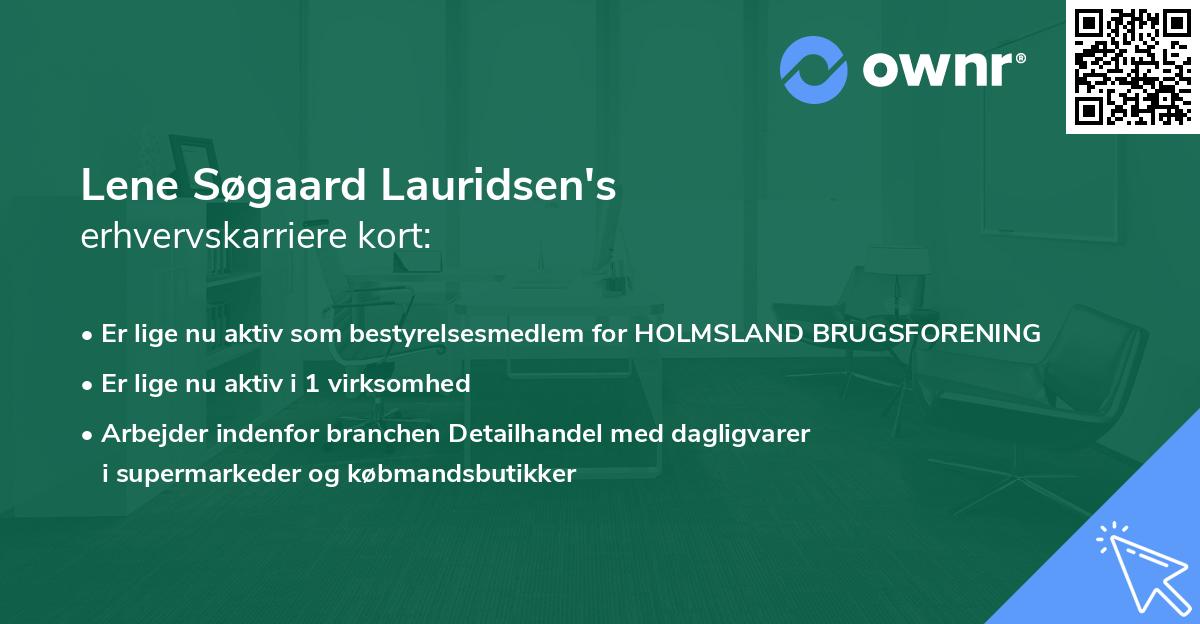 Lene Søgaard Lauridsen's erhvervskarriere kort
