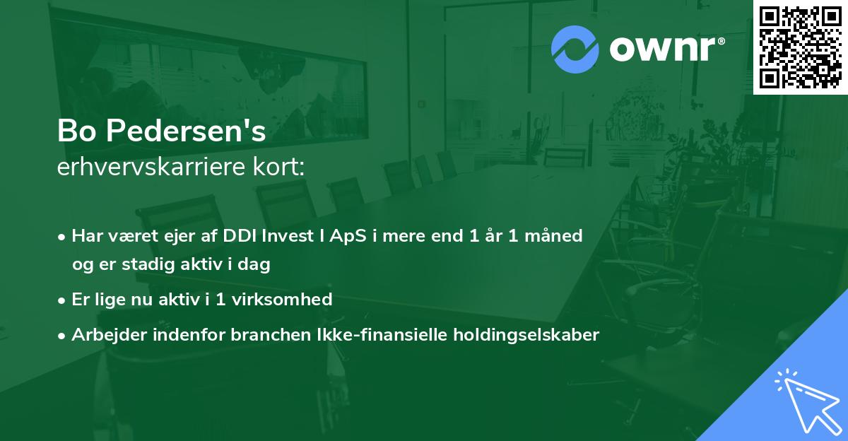 Bo Pedersen's erhvervskarriere kort